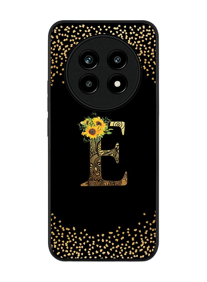 For Realme 13 Pro / 13 Pro+ Case,Slim fit Camera Protection, Shockproof Thin Phone cover  - Custom Floral Monogram - E ( Black )